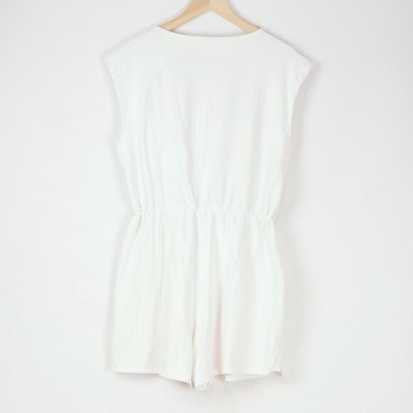 Lululemon French Terry V Neck Romper White Adjustable Waistband - Size 10 - Picture 3 of 6